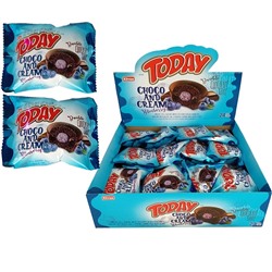 TODAY DOUBLE CHOCO AND CREAM (BLUEBERRY AND CHOCOLATE CREAM) 45GR Пончик черника с шоколадным кремом ,45гр