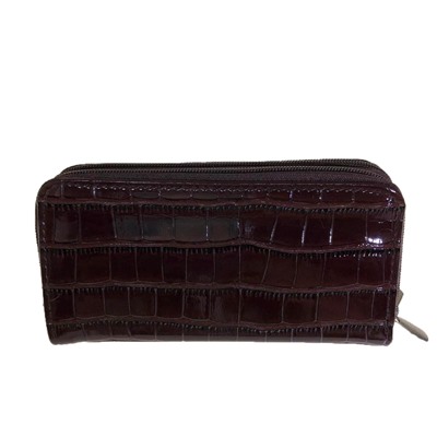 Стильный женский кошелек Fragrance из эко-кожи шоколадного цвета на две молнии.
