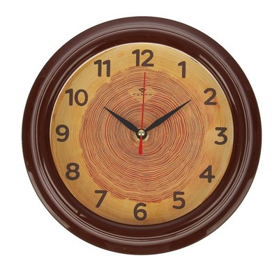 Часы настенные "Срез дерева", "Рубин", 21х21 см