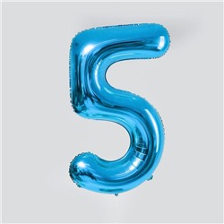Шар фольгированный 40" «Цифра 5», цвет голубой