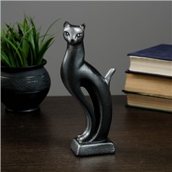 Фигура "Кошка Рысь" чёрная с серебром 7 × 5 × 21 см 082