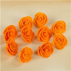Набор цветов для  декора "Роза", из фоамирана, D= 3 см, 10 шт, оранжевый