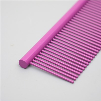 Расческа для шерсти с гальваническим покрытием, 18 х 3 см, фиолетовая