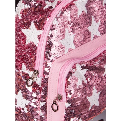 Рюкзак для девочки с пайетками, звезды, розовый