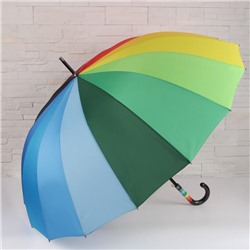 Зонт - трость полуавтоматический «Радуга», 16 спиц, R = 56 см, разноцветный