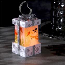 Светодиодная фигура «Белый подарок со снеговиком» 6.3 × 11.5 × 6.3 см, пластик, батарейки АААх3 (не в комплекте), эффект пламени