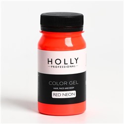 Декоративный гель для волос, лица и тела COLOR GEL Holly Professional, Red Neon, 100 мл