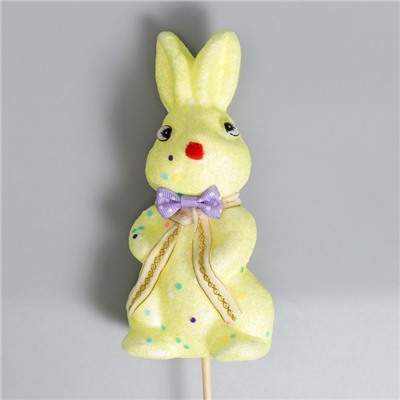 Декор пасхальный на палочке "Кролик - конфетти, с бантиком" МИКС 15 см