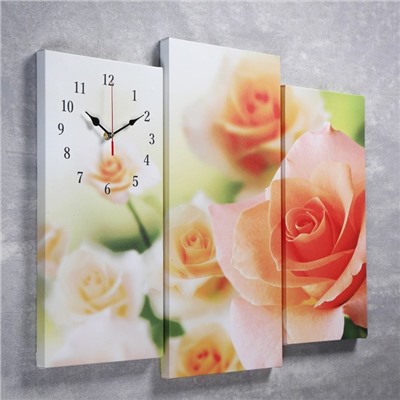 Часы настенные модульные «Розовые розы», 60 × 80 см