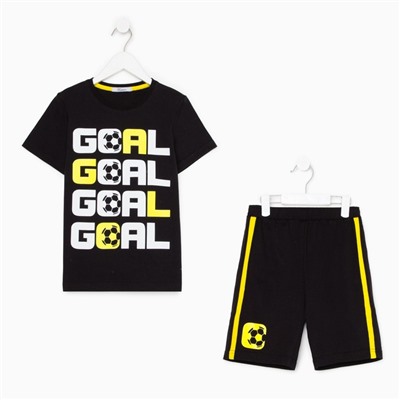 Комплект для мальчика (футболка, шорты), цвет чёрный, рост 104 см