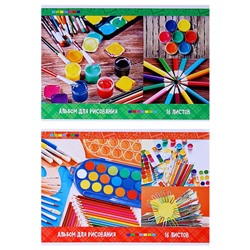 Альбом для рисования А4, 16 листов на скрепке «Яркие краски», обложка мелованный картон, блок 100 г/м2, МИКС