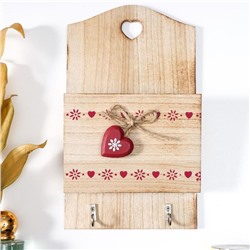 Крючки декоративные дерево с карманом "Ленты из сердец" 26х15,2х5 см
