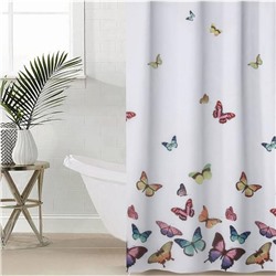 Штора для ванной комнаты Доляна «Бабочки», 180×180 см, полиэстер