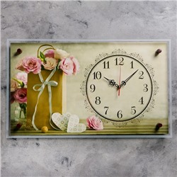 Часы настенные, серия: Цветы, "Цветочки в пакетике", плавный ход, 35 х 60 см