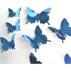 Наклейки на стену Бабочки синий  3D