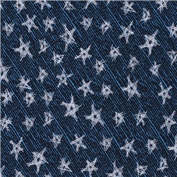 Ткань на отрез кулирка R-R2065-V1 Звезды цвет синий