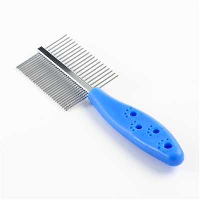 Расчёска двухсторонняя "Лапки" с прямыми зубьями, пластиковая ручка, синяя