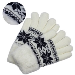 Белые вязаные перчатки