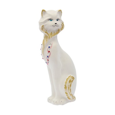 Копилка "Кошка Матильда" флок, белая, рисованная