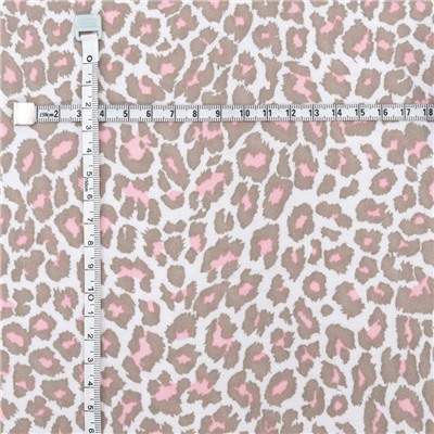 Ткань на отрез интерлок Леопард цвет розовый