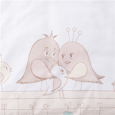 Комплект в кроватку (6 предметов) "Любящие птенчики", бязь, хл100%