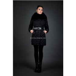 Женская куртка зимняя 15672 черный натуральный мех