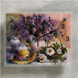 Часы настенные, серия: Цветы, "Сирень в вазе", 20х25  см, микс
