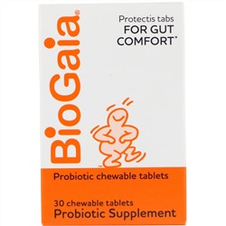 BioGaia, Пищевая добавка с пробиотиками, лимонный вкус, 30 жевательных таблеток