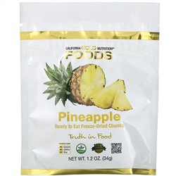 California Gold Nutrition, сублимированный ананас, готовые к употреблению ломтики, 34 г (1 унция)