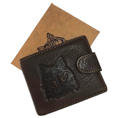 Дизайнерский мужской кошелек Volf из натуральной матовой кожи цвета горького шоколада.