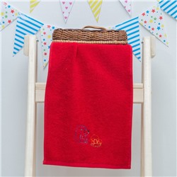 Махровое полотенце "Ёжик", размер 30х60 см, цвет красный