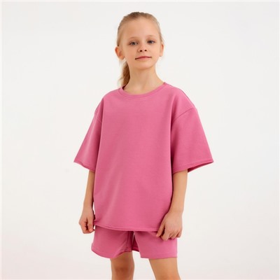 Костюм детский (футболка, шорты) MINAKU: Casual Collection цвет пудровый, рост 146