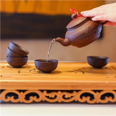 Стол для чайной церемонии с подносом «Бамбуковая роскошь», 45×30×7 см