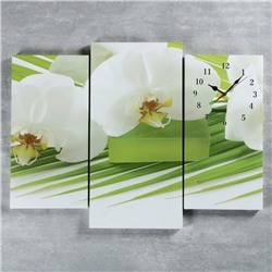 Часы настенные модульные «Белые цветы», 60 × 80 см