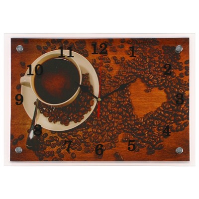 Часы настенные, серия: Кухня, "Чашка кофе", 25х35  см, микс
