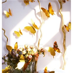 Наклейки на стену Бабочки золото 3D