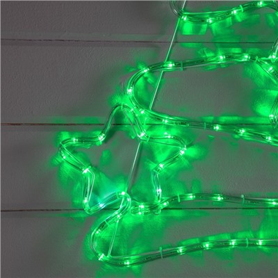 Светодиодная фигура «Ёлка со звёздами», 47 × 71 см, дюралайт, 288 LED, 220 В, мерцание, свечение зелёное/белое