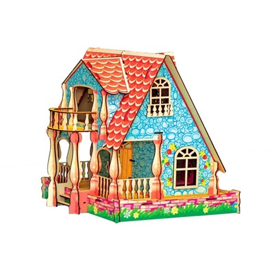 Кукольный домик УСАДЬБА цветной с мебелью