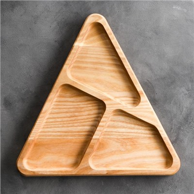 Менажница деревянная "Треугольник", с разделочной доской, массив ясеня