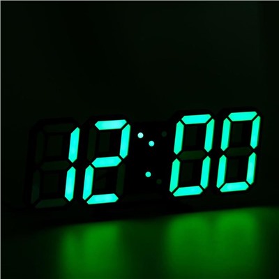 Часы электронные настольные и настенные "Цифры", зеленая индикация, 9.5 х 23 см, от USB