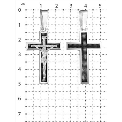 Крест католический из чернёного серебра - 5см 3-290чч