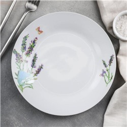 Тарелка обеденная Доляна «Лаванда», d=23 см, цвет белый
