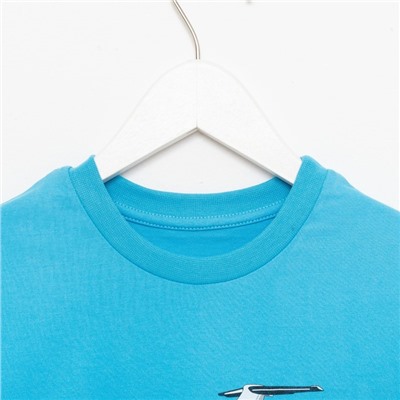Комплект (футболка/шорты) для мальчика, цвет серый/бирюзовый, рост 98 см