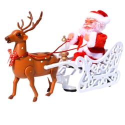 Новогодняя музыкальная игрушка Дед Мороз в санях WBB0302