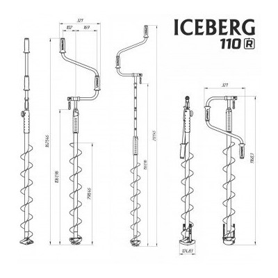Ледобур Iceberg Siberia 110R-1600 v3.0 (диаметр 110 мм) двуручный, правый, полукруглые ножи