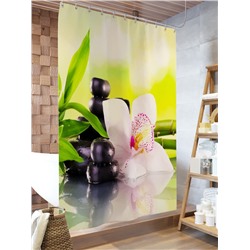 Фотоштора для ванной Белая орхидея на бамбуке