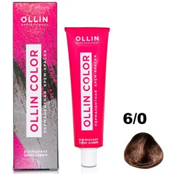 Перманентная крем-краска для волос  COLOR 6/0 OLLIN 60 мл