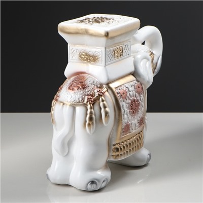 Подставка декоративная "Индийский слон", белая, покрытие лак, гипс, 27 см