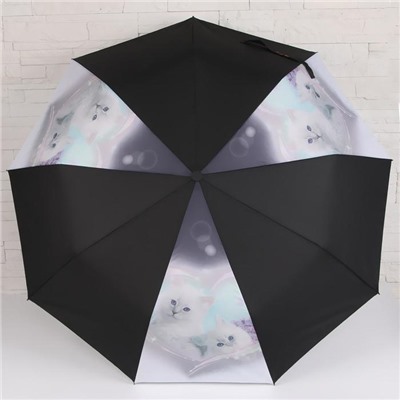 Зонт полуавтоматический «Кошки», 3 сложения, 9 спиц, R = 50, цвет МИКС