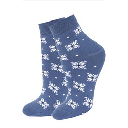 Брестские, Женские махровые укороченные носки с принтом - цветочками